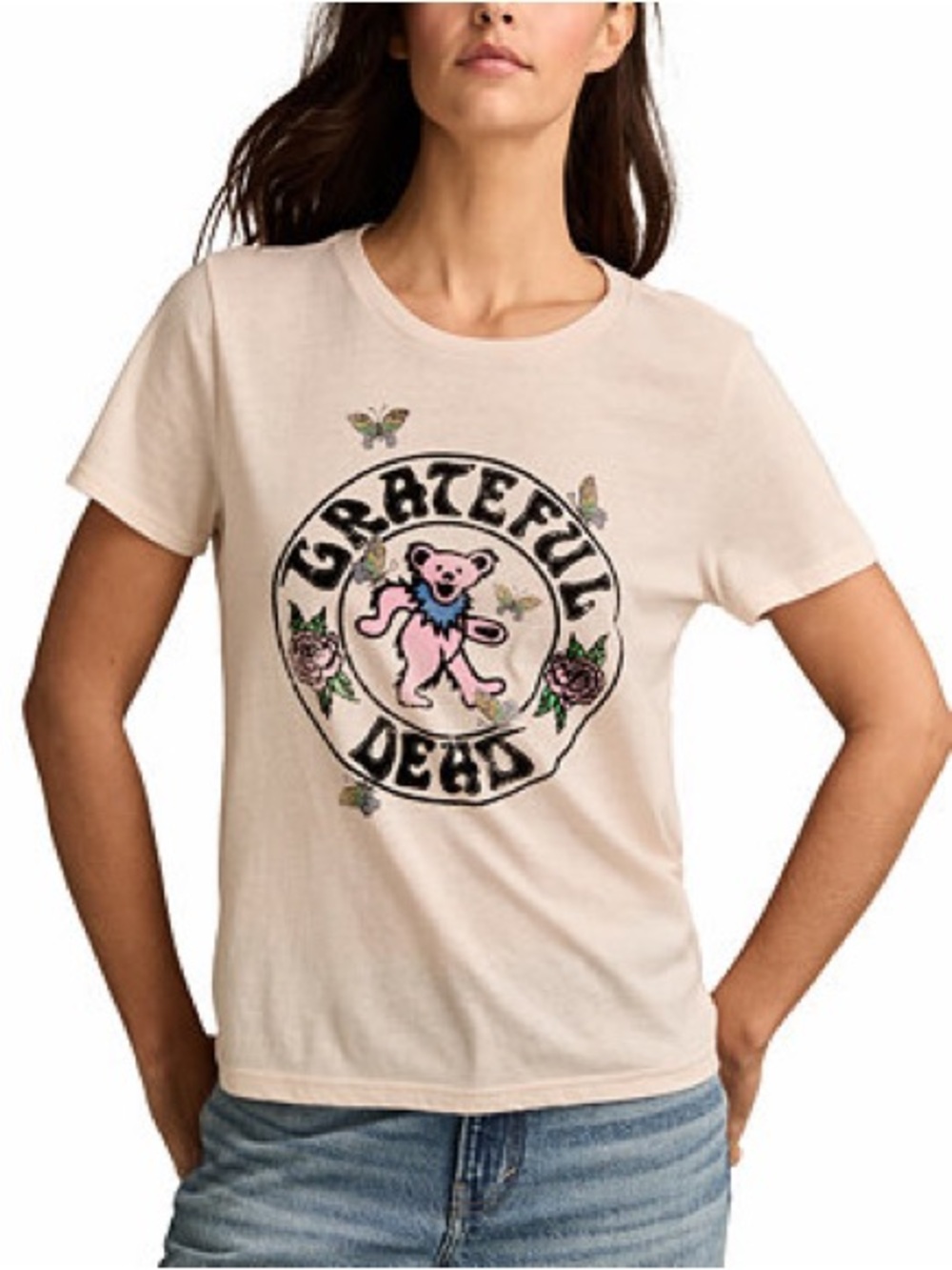 NWT Lucky Brand Women's Grateful Dead Butterflies Puff Print Crewneck Tee Sz S